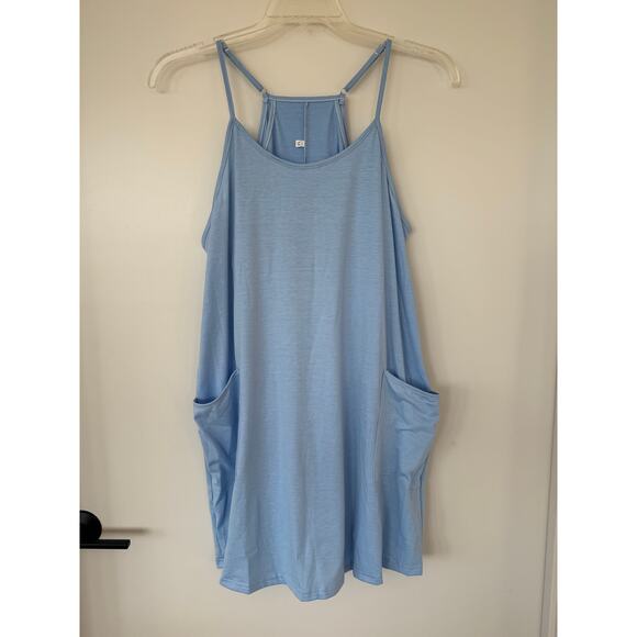 Light Blue Double-Layer Lounge Dress w/ Built-In Dress Shorts | Size M - Picture 2 of 5